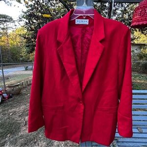 DumasWomen's Red Blazer Jacket 100 % pure Wool Size 12 made in USA Vintage